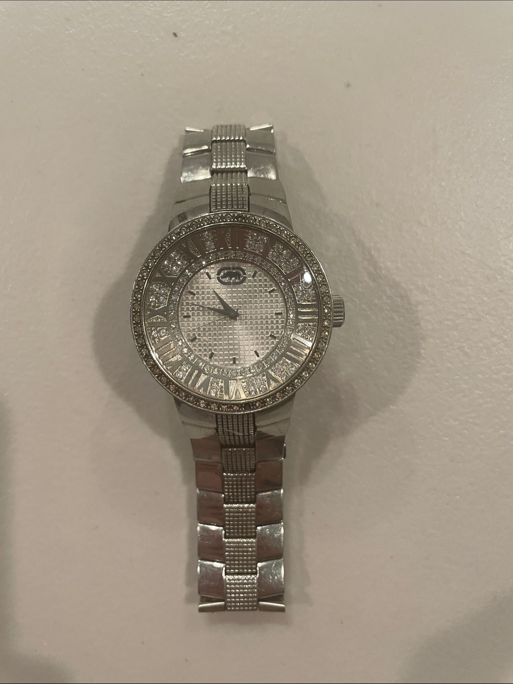 Marc Ecko Silver Crystal-Accented Women's Bracelet Watch